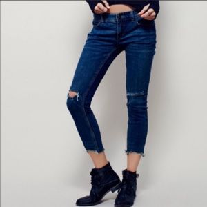 Free People low rise busted knee skinny jeans